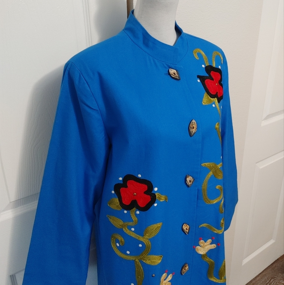 VTG Alex Kim Embroidered Tunic Duster Coat - Picture 5 of 16
